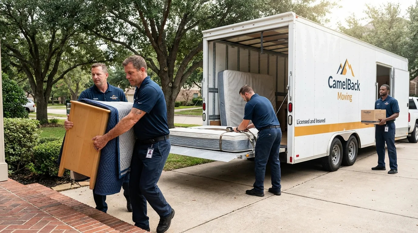 Crew loading residential truck for cross-state move from Monsey, NY