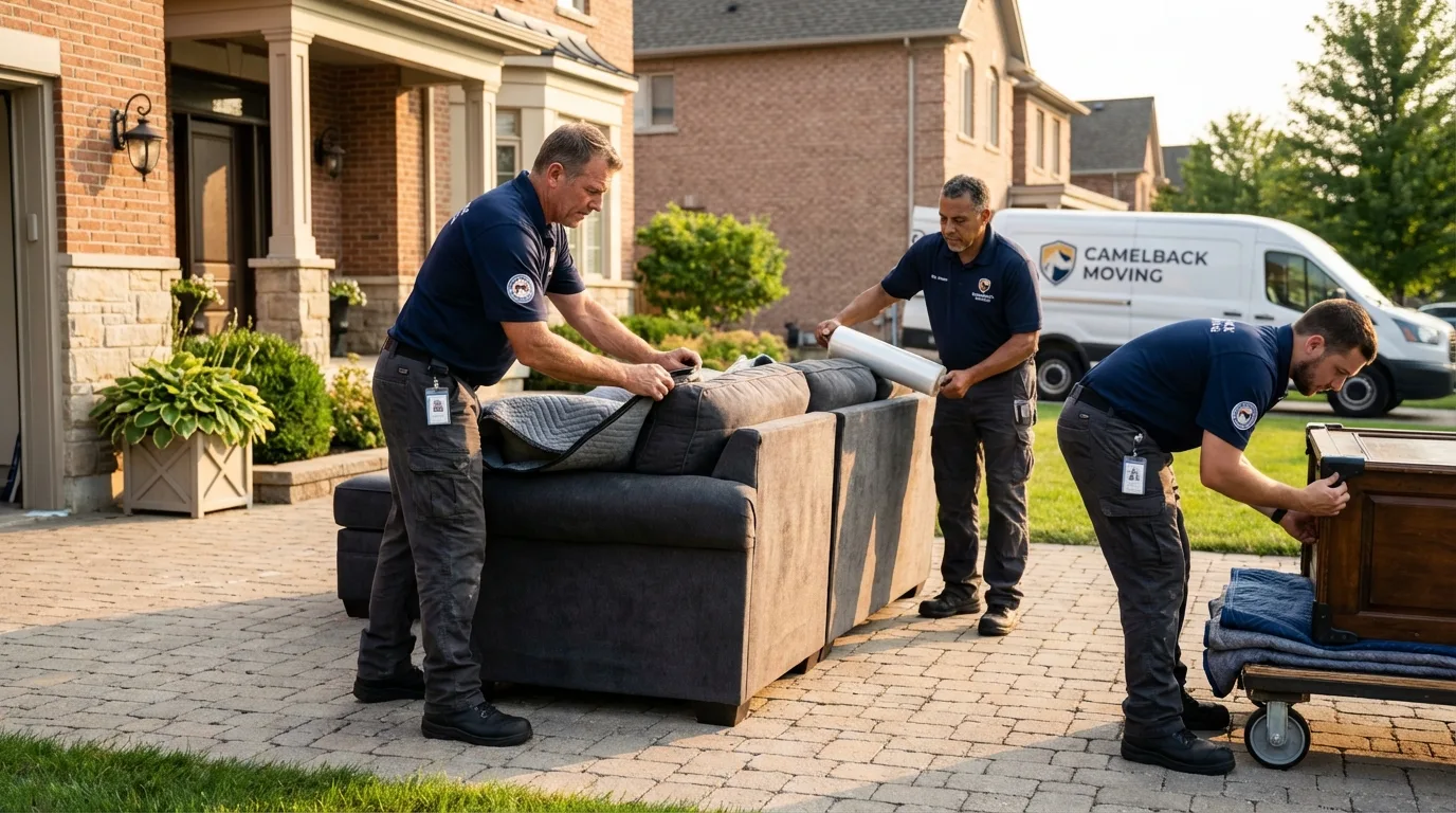 Large estate moving crew wrapping furniture in Monsey, NY