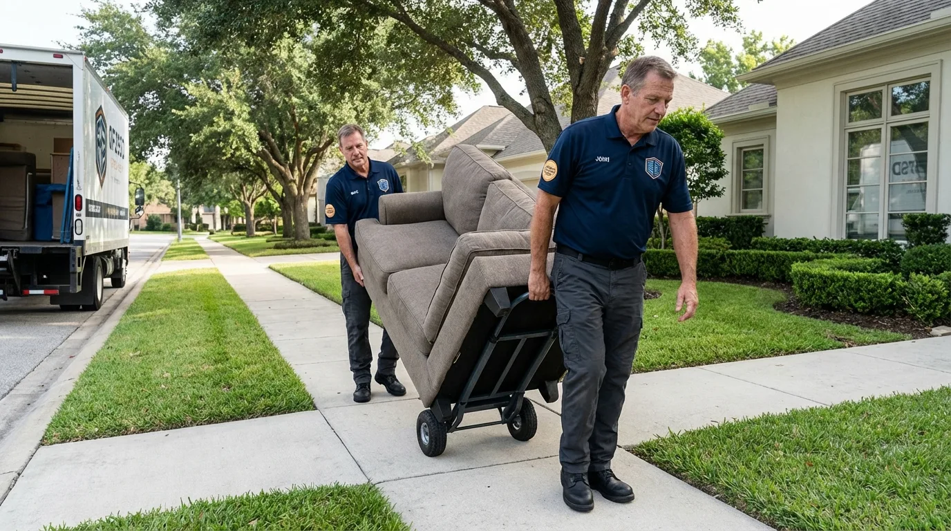 Local residential moving crew loading furniture in Monsey, NY