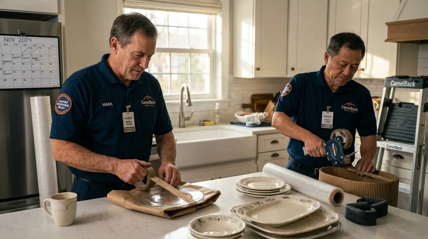 Professional crew packing kitchen dishware in Monsey, NY